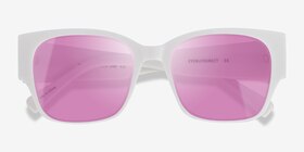 Myla Blanche Acétate Soleil de Lunette de vue d'EyeBuyDirect, Vue Rapprochée