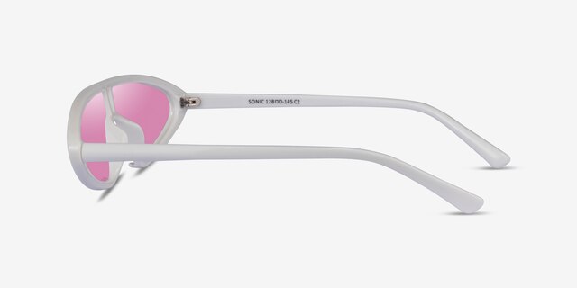 Sonic White PlasticSunglass Frames from EyeBuyDirect, Side View