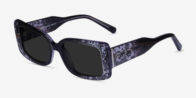 Rime Clear Black Floral AcetateSunglass Frames from EyeBuyDirect, Angle View
