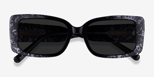 Rime Clear Black Floral AcetateSunglass Frames from EyeBuyDirect, Closed View