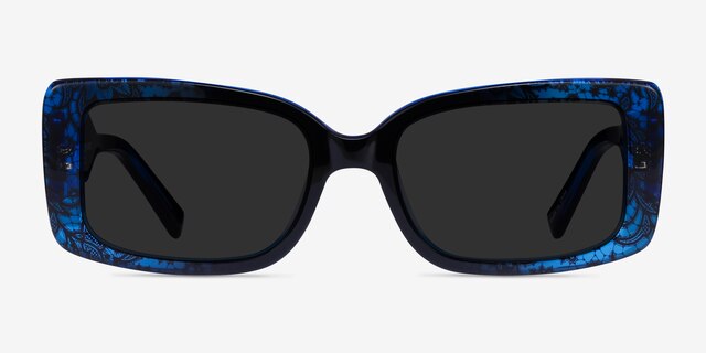 Rime Clear Blue Floral AcetateSunglass Frames from EyeBuyDirect, Front View