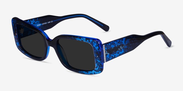 Rime Clear Blue Floral AcetateSunglass Frames from EyeBuyDirect, Angle View