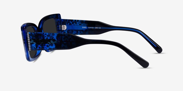 Rime Clear Blue Floral AcetateSunglass Frames from EyeBuyDirect, Side View