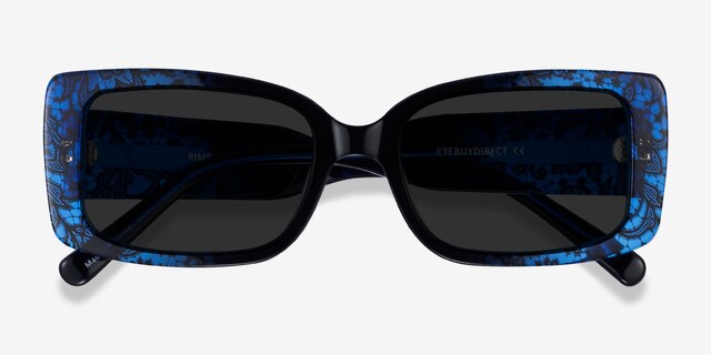 Rime Clear Blue Floral AcetateSunglass Frames from EyeBuyDirect, Closed View