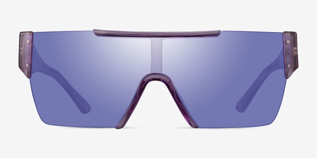 Striata Clear Purple PlasticSunglass Frames from EyeBuyDirect, Front View