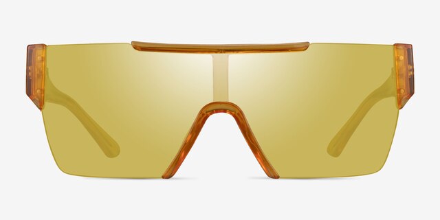 Striata Clear Yellow PlasticSunglass Frames from EyeBuyDirect, Front View
