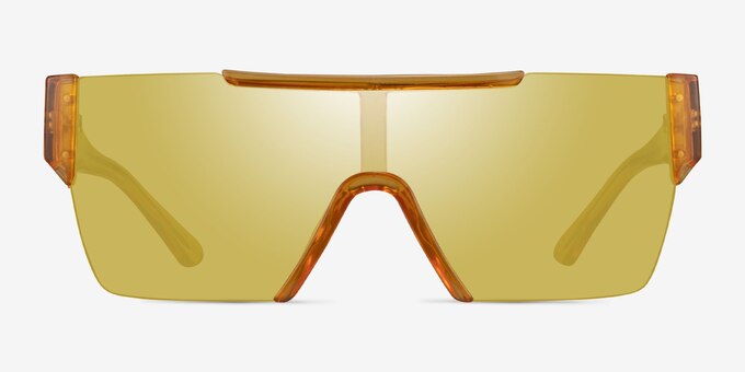 Striata Clear Yellow Plastic Sunglass Frames