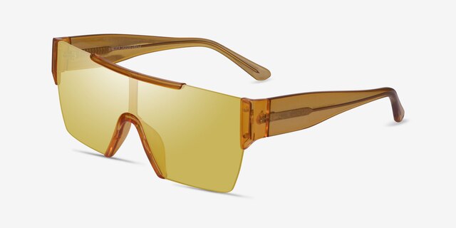 Striata Clear Yellow PlasticSunglass Frames from EyeBuyDirect, Angle View