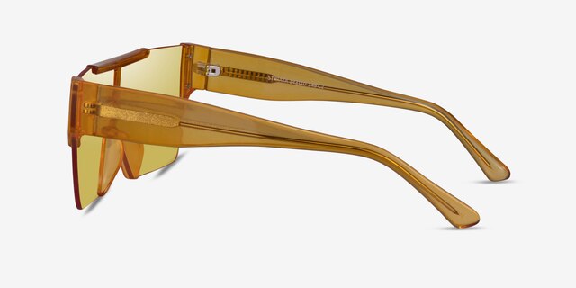 Striata Clear Yellow PlasticSunglass Frames from EyeBuyDirect, Side View