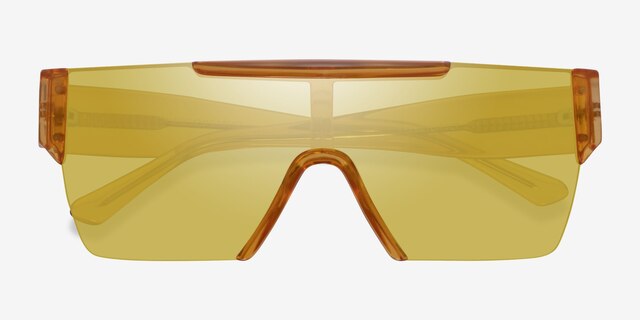 Striata Clear Yellow PlasticSunglass Frames from EyeBuyDirect, Closed View