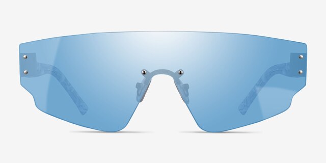 Cybernetic Blue Floral AcetateSunglass Frames from EyeBuyDirect, Front View