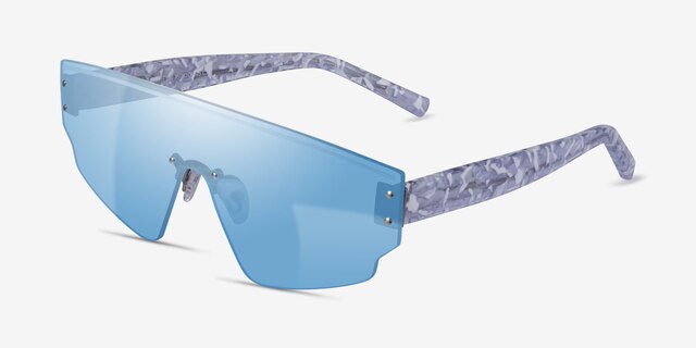 Cybernetic Blue Floral AcetateSunglass Frames from EyeBuyDirect, Angle View