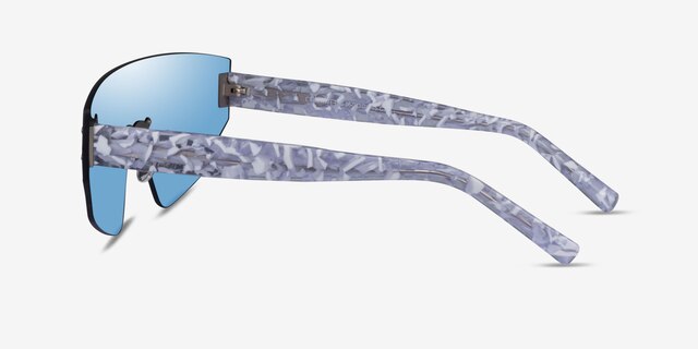 Cybernetic Blue Floral AcetateSunglass Frames from EyeBuyDirect, Side View