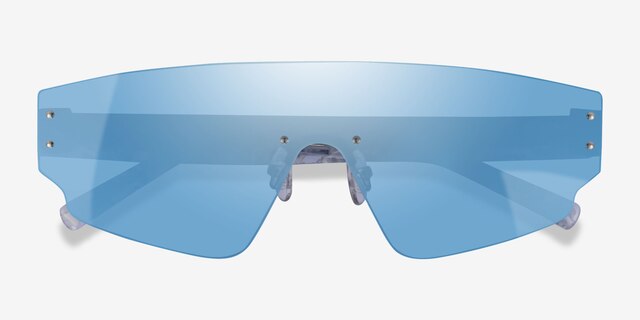 Cybernetic Blue Floral AcetateSunglass Frames from EyeBuyDirect, Closed View