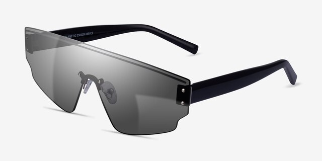 Cybernetic Black AcetateSunglass Frames from EyeBuyDirect, Angle View
