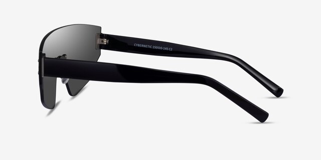 Cybernetic Black AcetateSunglass Frames from EyeBuyDirect, Side View