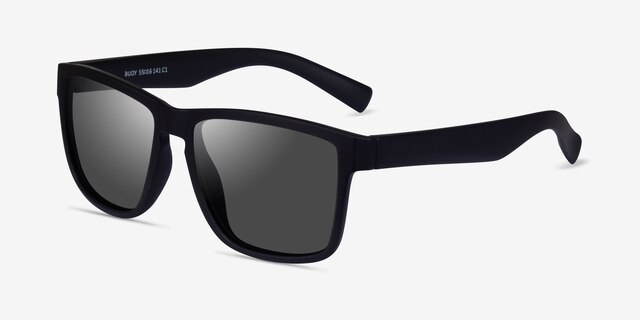 Buoy Black Gray PlasticSunglass Frames from EyeBuyDirect, Angle View