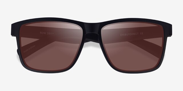 Row Black Brown PlasticSunglass Frames from EyeBuyDirect, Closed View