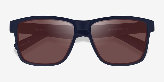 Raft Navy Brown PlasticSunglass Frames from EyeBuyDirect, Closed View
