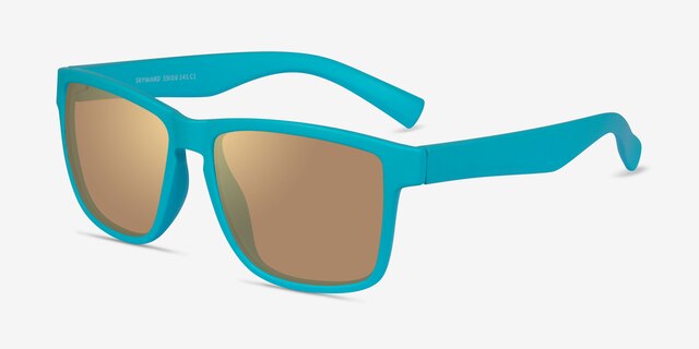 Skyward Aqua Gold PlasticSunglass Frames from EyeBuyDirect, Angle View
