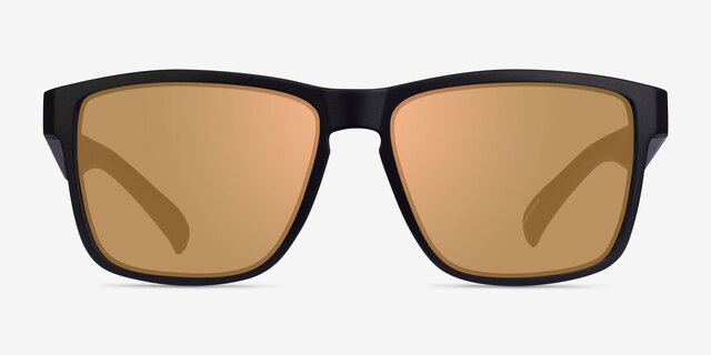 Swell Black Gold PlasticSunglass Frames from EyeBuyDirect, Front View