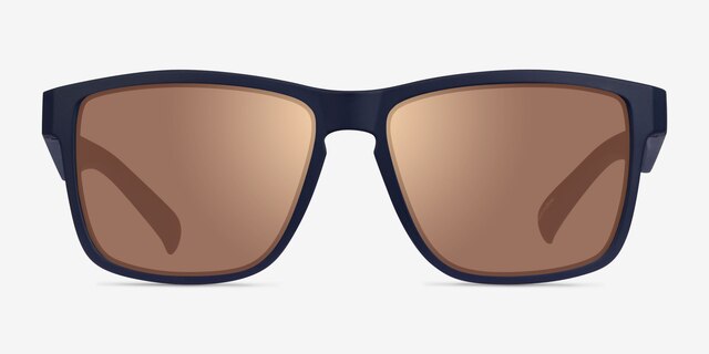 Still Navy Gold PlasticSunglass Frames from EyeBuyDirect, Front View