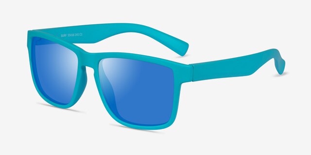 Surf Aqua Blue PlasticSunglass Frames from EyeBuyDirect, Angle View