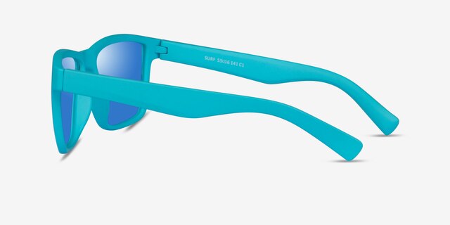 Surf Aqua Blue PlasticSunglass Frames from EyeBuyDirect, Side View