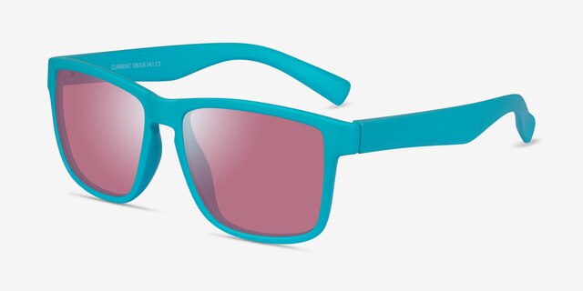 Current Aqua Pink PlasticSunglass Frames from EyeBuyDirect, Angle View