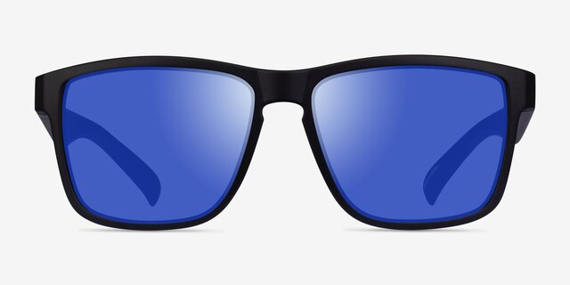 Tidal Black Blue PlasticSunglass Frames from EyeBuyDirect, Front View