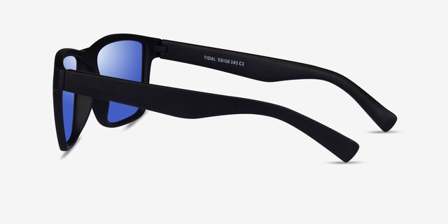 Tidal Black Blue PlasticSunglass Frames from EyeBuyDirect, Side View
