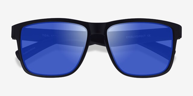 Tidal Black Blue PlasticSunglass Frames from EyeBuyDirect, Closed View