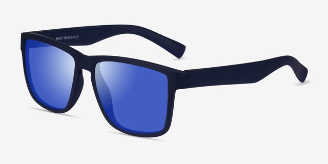Mast Navy Blue PlasticSunglass Frames from EyeBuyDirect, Angle View