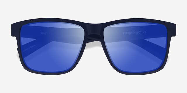 Mast Navy Blue PlasticSunglass Frames from EyeBuyDirect, Closed View
