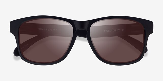 Flux Black Brown PlasticSunglass Frames from EyeBuyDirect, Closed View