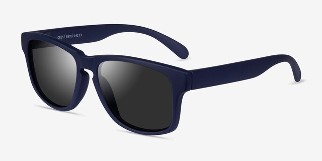 Crest Navy Gray PlasticSunglass Frames from EyeBuyDirect, Angle View