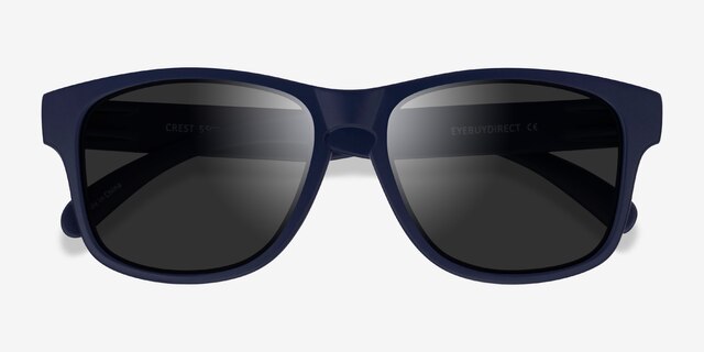 Crest Navy Gray PlasticSunglass Frames from EyeBuyDirect, Closed View