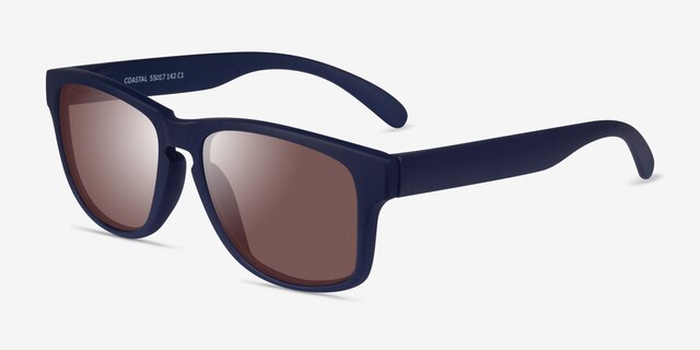 Coastal Navy Brown PlasticSunglass Frames from EyeBuyDirect, Angle View