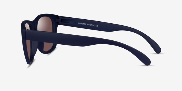Coastal Navy Brown PlasticSunglass Frames from EyeBuyDirect, Side View
