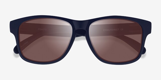 Coastal Navy Brown PlasticSunglass Frames from EyeBuyDirect, Closed View