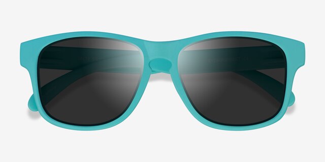 Salty Turquoise Gray PlasticSunglass Frames from EyeBuyDirect, Closed View