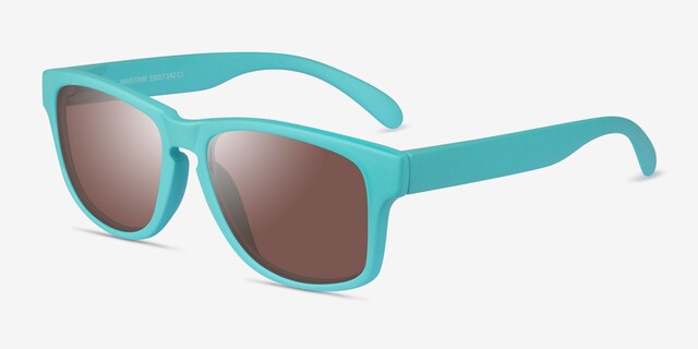 Maritime Turquoise Brown PlasticSunglass Frames from EyeBuyDirect, Angle View