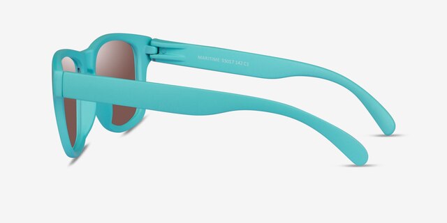 Maritime Turquoise Brown PlasticSunglass Frames from EyeBuyDirect, Side View