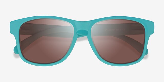Maritime Turquoise Brown PlasticSunglass Frames from EyeBuyDirect, Closed View