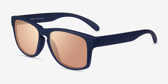 Seaside Navy Gold PlasticSunglass Frames from EyeBuyDirect, Angle View
