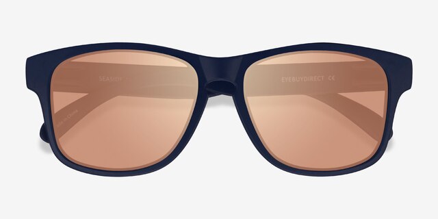Seaside Navy Gold PlasticSunglass Frames from EyeBuyDirect, Closed View