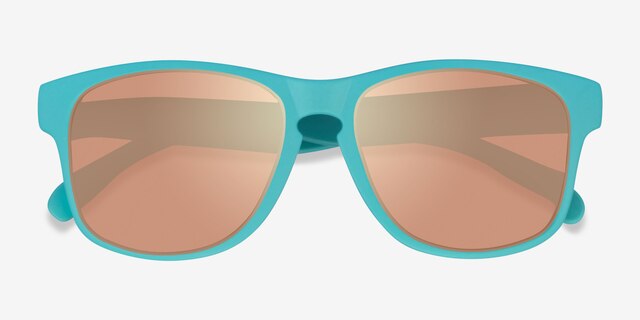 Ship Turquoise Gold PlasticSunglass Frames from EyeBuyDirect, Closed View