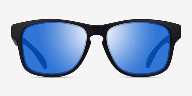 Oceanic Black Blue PlasticSunglass Frames from EyeBuyDirect, Front View