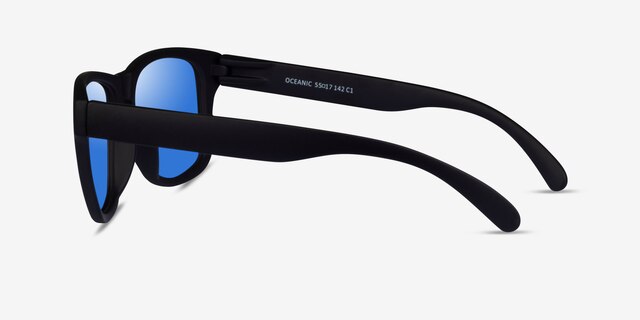 Oceanic Black Blue PlasticSunglass Frames from EyeBuyDirect, Side View