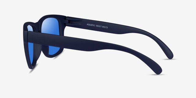 Aquatic Navy Blue PlasticSunglass Frames from EyeBuyDirect, Side View